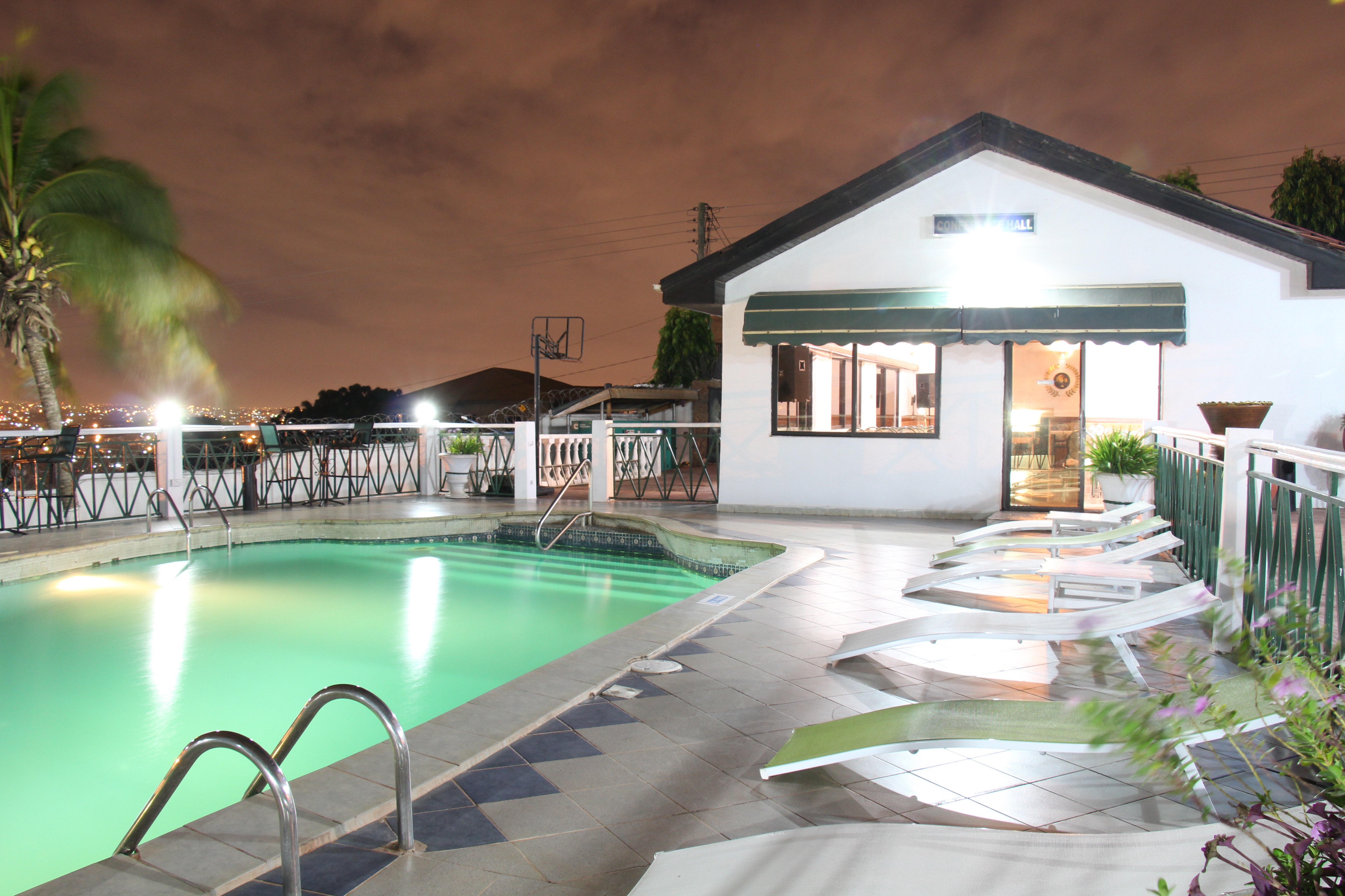 Swimming Pool with city view at night